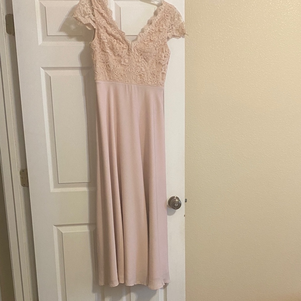 Calvin Klein Lace V-Neck Maxi Dress in Cream